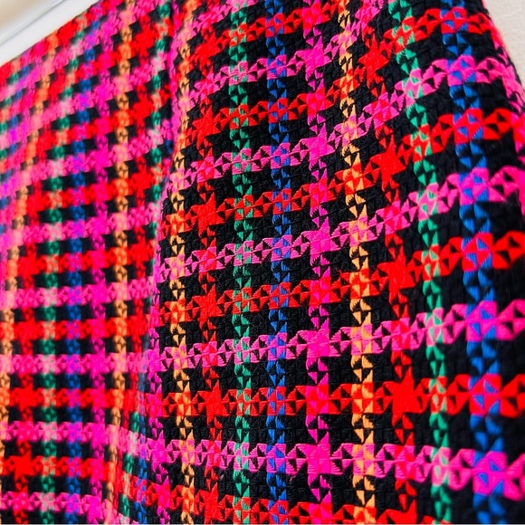 Vintage 90s Botston Proper Rainbow 🌈 Houndstooth Mini Skirt - Picture 7 of 9